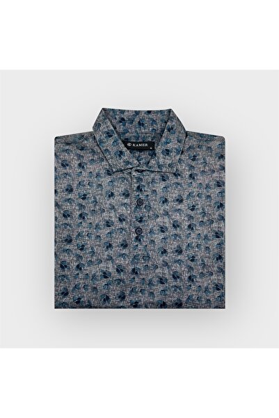 KAMER Modern Fit Cotton Lycra Mixed Shirt Collar Short Sleeve Patterned Tee 5000kg