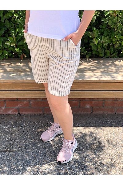 BAKTAGÖR Cotton Linen Shorts (Be Careful of the Thick Line and the Fine Line Color When Choosing)