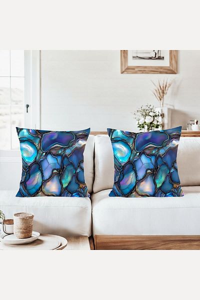 on the clouds Glittery Shiny Marble Pattern Combination Hidden Zipper Throw Pillow Cover Sofa Pillowcase Set (2Pcs)