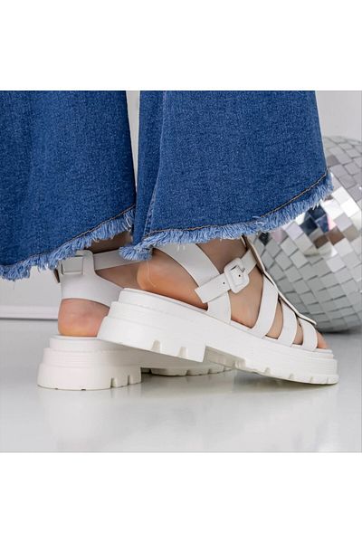 Kalapod Women's white sandals made of organic leather Selora