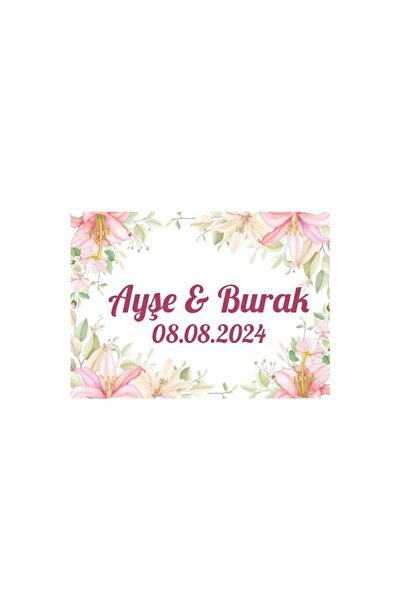 Reysa Tasarım ملصق دائري مع شجرة الصنوبر والفواكه هينا خطوبة زفاف 3x3 سم ملصق مخصص / 50 قطعة ملصق