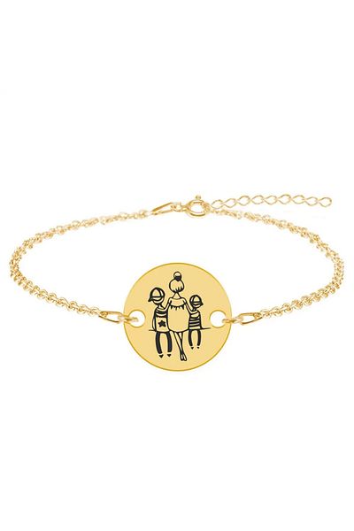 BijuBOX Brățară personalizată Mamă cu doua biaței din argint 925 placată cu aur 24K - Felicia, BijuBOX
