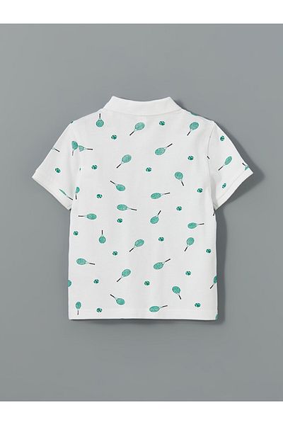 LC Waikiki Standard Pattern 100% Cotton Combed Fabric Polo Neck Printed Baby Boy T-Shirt