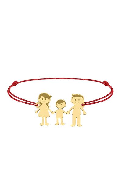 BijuBOX Bratara personalizată Family 3 membri - Mama, Baietel, Tata, argint 925 placat cu aur 24K BijuBOX