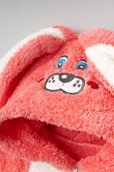 Teddy Pie Cute Rabbit Patterned Hooded Jumpsuit