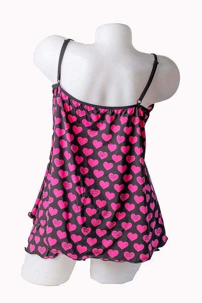 BLD by Exclusive Women's pajamas, printed microfiber, elastic, black with hearts, Pinky Heart, BLD by Exclusive