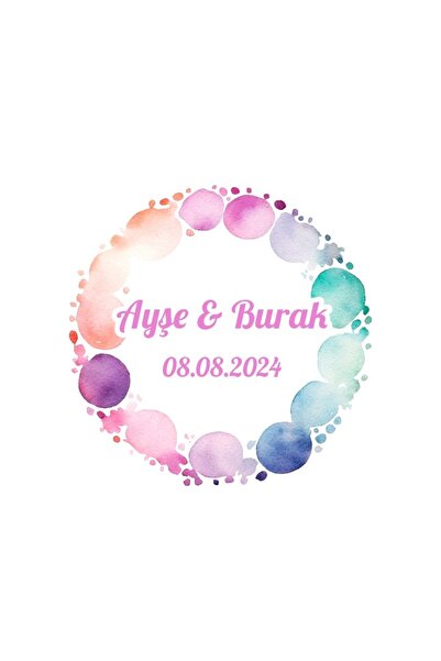 Reysa Tasarım لافندر و Key Love Tag Henna الخطوبة والزفاف 3x3 سم ملصق مخصص / ...