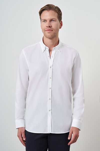 Morven Men's White Cotton Trend Regular Fit Shirt