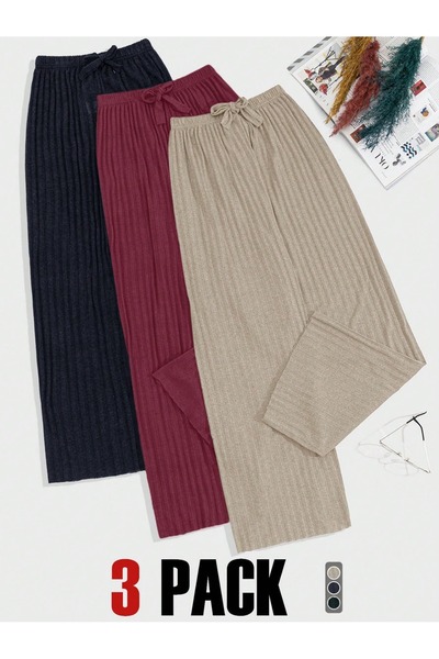 Asel 3-Piece Women's Lycra Comfortable Pants & Sweatpants, Casual Comfortable Home Wear Pajamas
