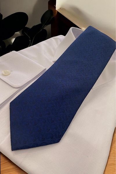 Sarar Small Shawl Pattern Renge Color Navy Blue Tie