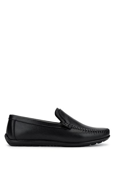 Tamer Tanca Men's Genuine Leather Black Leather Loafer Shoes