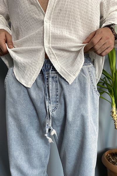 Alışveriş Sokağı Mesimlik Jeans with Lace-Up Waist and Elastic