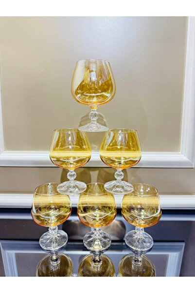 EVRA Bohemia Kristal 6 lı Gold Kahve Yanı Su Bardağı 250cc