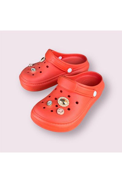 AkınalBella Women's Pastel Orange Stone Closed Front Slippers Sandals