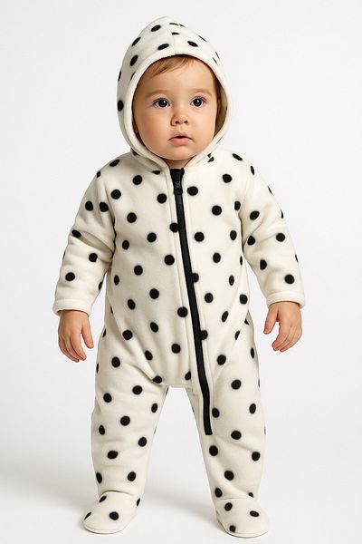 DİVİSTA Unisex Baby Polka Dot Zippered Jumpsuit
