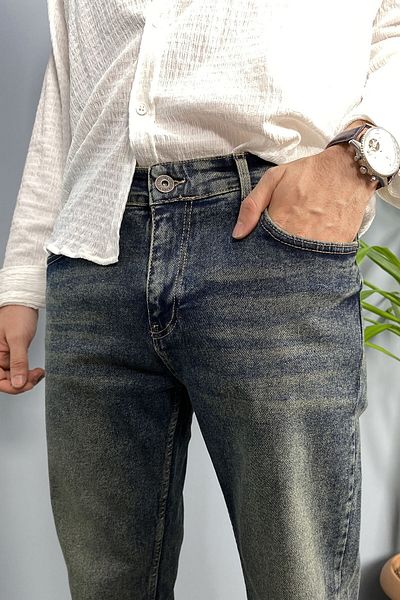 Alışveriş Sokağı Navy Blue Vintage Narrow Leg Jeans