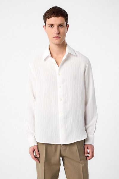 Antioch Men's Shirt with White Stripes and Texture
