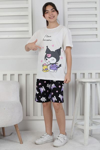 ZUZUNGA I Love Kuromi Printed Short Sleeve Shorts Pajamas Set