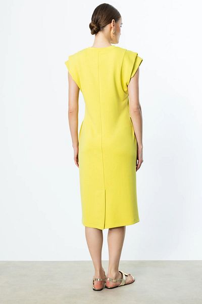 ON Midi Dress with Flounces on the Shoulders Yellow 56491