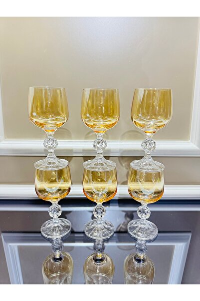 EVRA Bohemia Kristal 6 lı Gold Kahve Yanı Su Bardağı 150cc