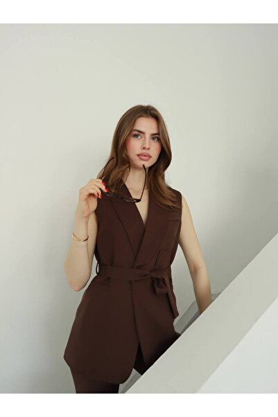 ZF BUTİK Kuşaklı Yelekli İkili Blazer Takım