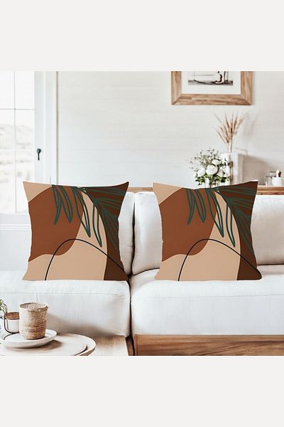 on the clouds Soft Floor Green Leaf Pattern Combination Hidden Zipper Throw Pillow Cover Sofa Pillow Case Set(2Pcs)