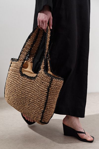 Manuka Contrast Detail Wicker Bag Natural