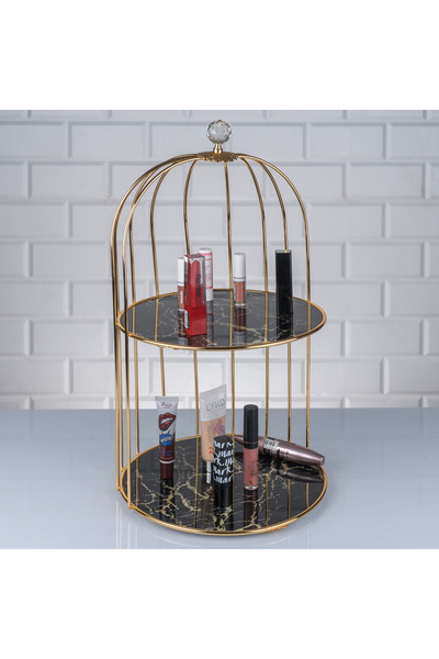 DEKORANLA İki Katlı Kafes Desenli Elmas Detaylı Büyük Raf ve Düzenleyici Parf...