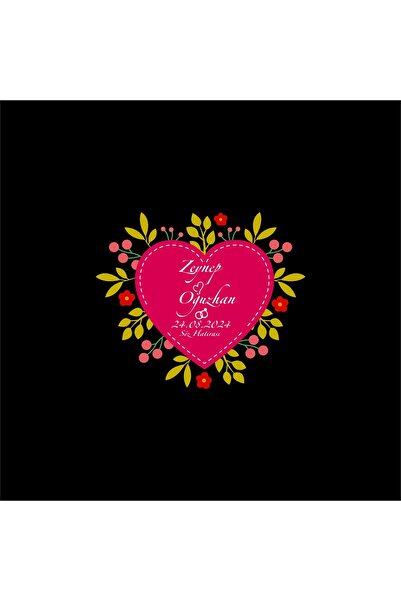 Reysa Tasarım Heart Shaped Henna Engagement Wedding 3X3Cm Custom Label / 50Pc...