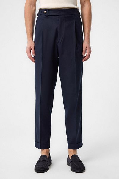 Antioch Navy Blue Italian Cut High Waist Men's Trousers