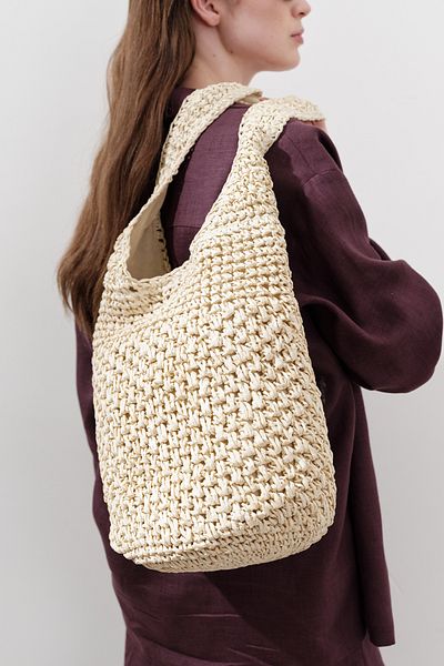 Manuka Braided Straw Crossbody Bag Beige
