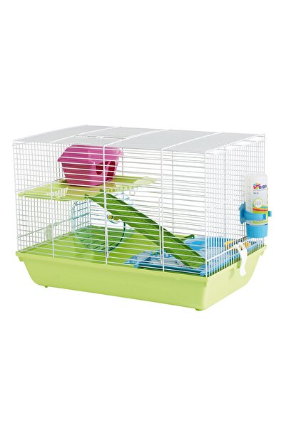 VADIGRAN قفص هامستر مارثا تريبل أبيض/أخضر 47×30×34 سم