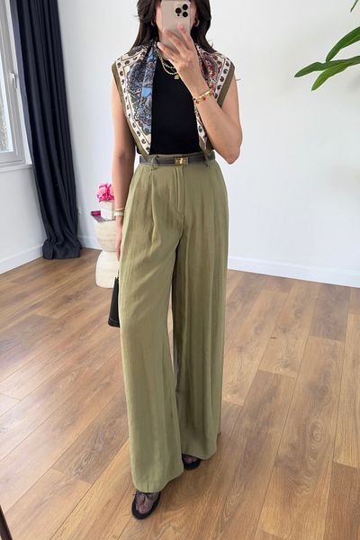 BİRCANÇİL Kolla Khaki Premium Pleated Trousers
