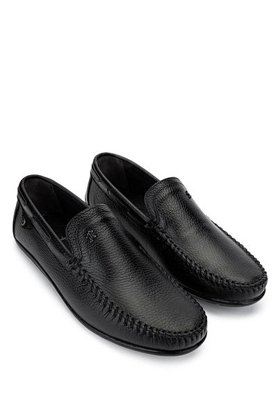 Tamer Tanca Men's Genuine Leather Black Floater Loafer Shoes