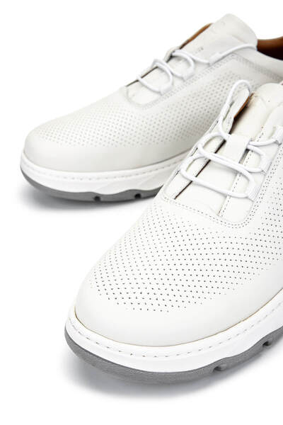 Tamer Tanca Men's Genuine Leather White Casual Shoes