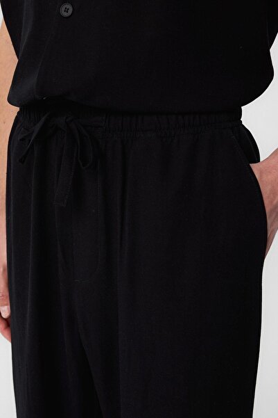 Antioch Black Linen Blend Jogger Men's Trousers