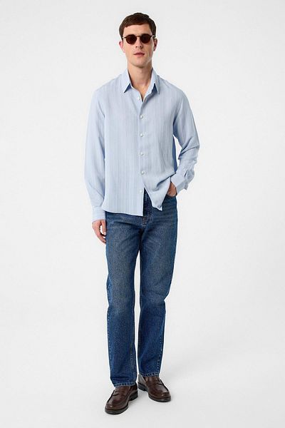 Antioch Blue Striped and Textured Men's Shirt