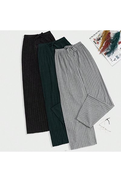 Asel Pantaloni și pantaloni de trening din lycra pentru femei, 3 bucăți, pijamale casual confortabile pentru acasă