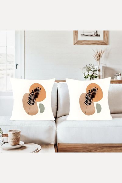 on the clouds Bohemian Leaf and Geometric Combination Hidden Zippered Throw Pillow Cover Sofa Pillow Case Set (2Pcs)