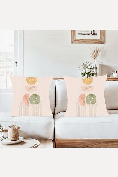 on the clouds Bohemian Patterned Soft Colors Combination Hidden Zippered Throw Pillow Cover Sofa Pillow Case Set (2Pcs)