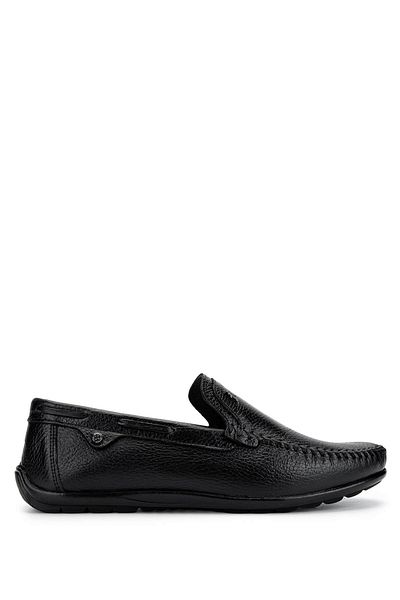 Tamer Tanca Men's Genuine Leather Black Floater Loafer Shoes
