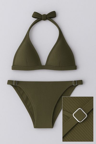 Pierre Cardin Γυναικείο Σετ Μπικίνι Μακρύ Τρίγωνο HR24BT006 – Κορδόνι, Χωρίς Στήριγμα, Μοντέλο Δέσιμο