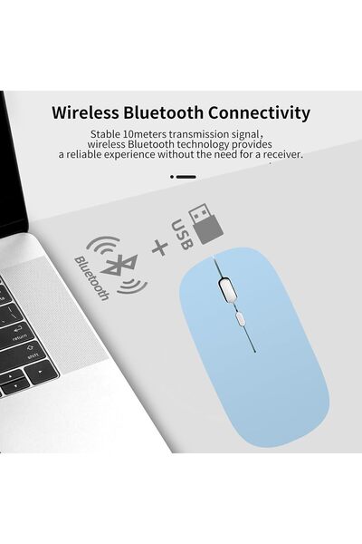 m.tk moveteck Tablet Telefon Laptop Windows Uyumlu Kablosuz Şarjlı Slim Renkli Bluetooth Mouse Fare