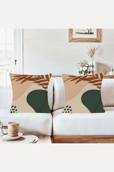 on the clouds Bohemian Beige Green Combination Hidden Zippered Throw Pillow Cover Sofa Pillow Case Set (2Pcs)