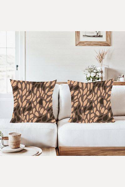 on the clouds Brown Beige Modern Combination Hidden Zippered Throw Pillow Cover Sofa Pillow Case Set (2Pcs)