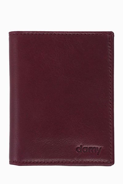 DAMY Genuine Leather Vertical Men's Wallet - Credit Card Holder, Paper Money Compartment Wallet 216 - Claret Red