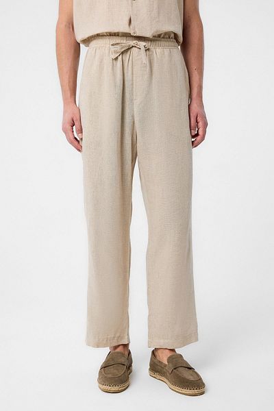 Antioch Beige Linen Blend Jogger Men's Trousers