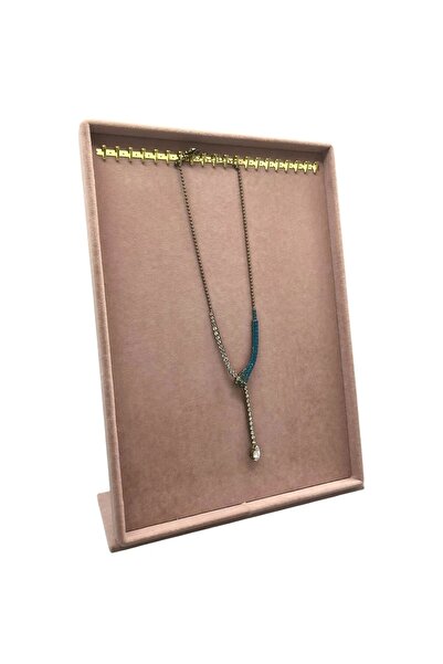 DEKORANLA Yumuşak Süet Kumaşlı Pembe Renkli Ayaklı Takı ve Tesbih Standı 34/2...