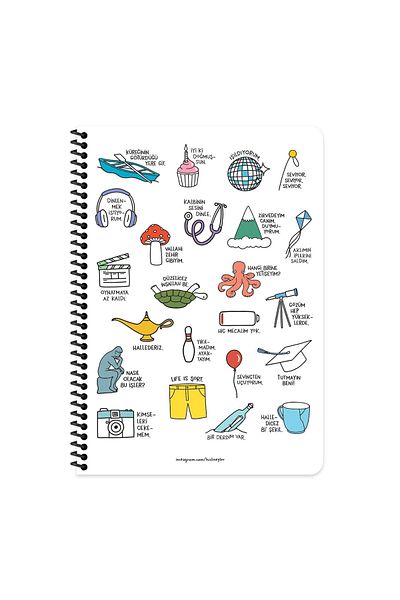 Keskin Colors Hisli Şeyler A4 Lined Spiral Notebook with Stickers I Want to Rest