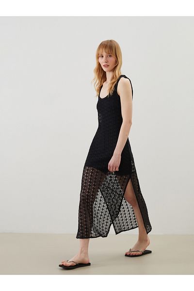 LC Waikiki Durchbrochenes Strandkleid mit U-Ausschnitt